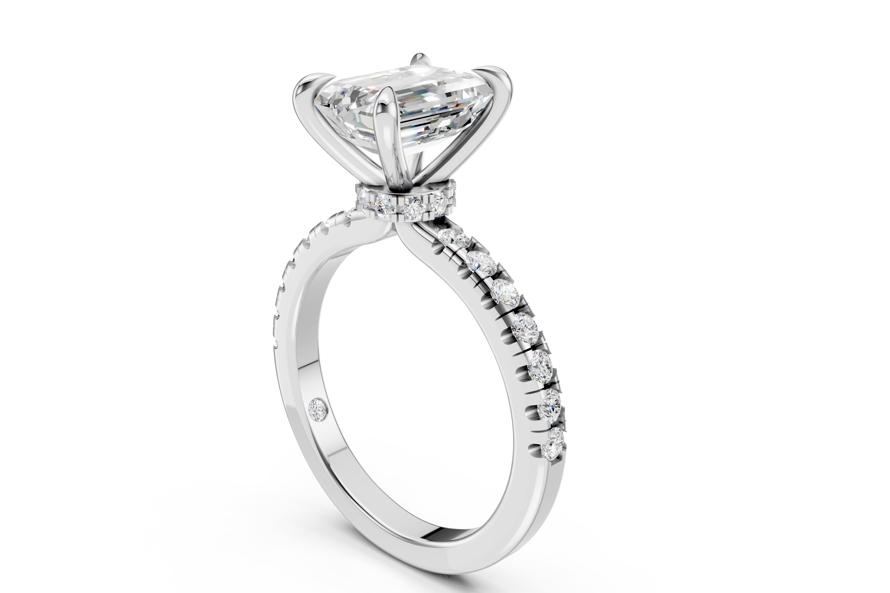 Contemporary Platinum Radiant Cut and Shield Diamond Ring (US Size 7)